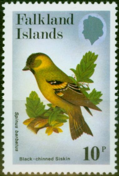 Collectible Postage Stamp from Falkland Islands 1982 10p Black-Chinned Siskin SG434w Wmk Upright V.F MNH