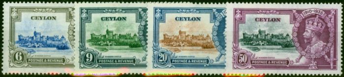 Ceylon 1935 Jubilee Set of 4 SG379-382 Fine MM  King George V (1910-1936) Valuable Stamps