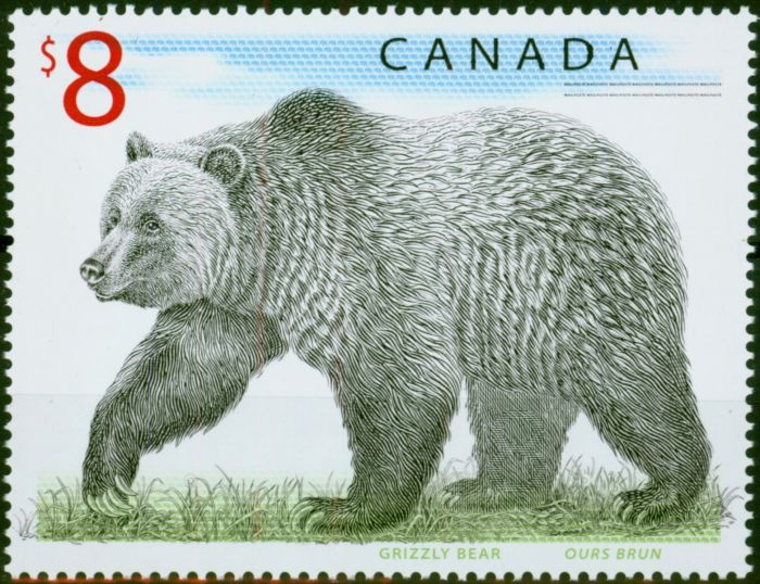 Valuable Postage Stamp Canada 1997 $8 Grizzly Bear SG1762a V.F MNH