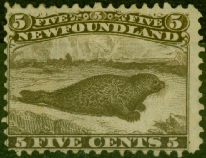 Collectible Postage Stamp from Newfoundland 1865 5c Brown SG26 Fine Unused