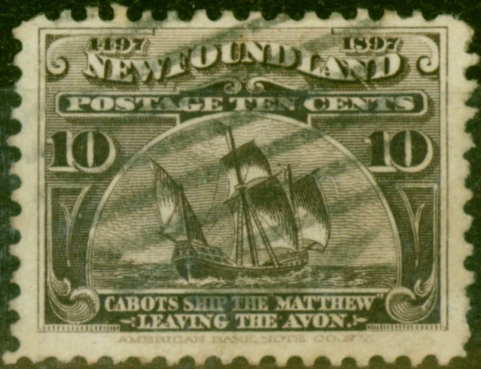 Rare Postage Stamp Newfoundland 1897 10c Sepia SG73 Good Used