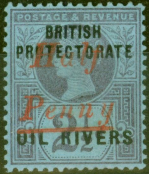Old Postage Stamp from Oil Rivers 1893 1/2d on 2 1/2d SG21 Type 7 Fine & Fresh Mtd Mint
