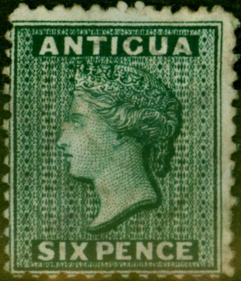 Valuable Postage Stamp from Antigua 1872 6d Blue-Green SG15 Good Used