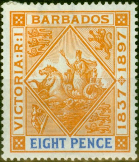 Collectible Postage Stamp from Barbados 1897 8d Orange & Ultramarine SG122 Fine Mtd Mint