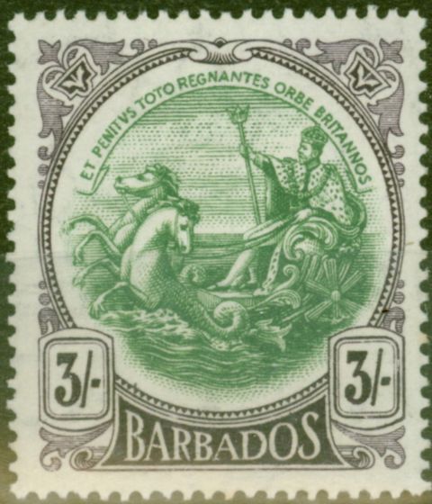 Collectible Postage Stamp from Barbados 1918 3s Green & Dp Violet SG200 V.F Lightly Mtd Mint