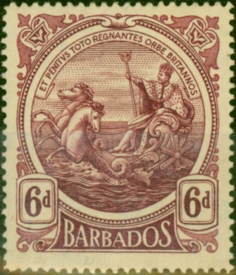 Old Postage Stamp Barbados 1916 6d Purple SG188 Fine LMM