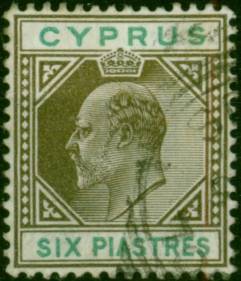 Cyprus 1903 6pi Sepia & Green SG55 Fine Used King Edward VII (1902-1910) Valuable Stamps