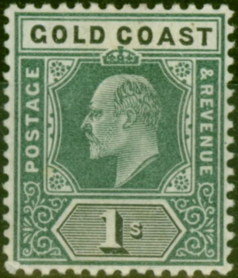 Valuable Postage Stamp Gold Coast 1902 1s Green & Black SG44 V.F LMM