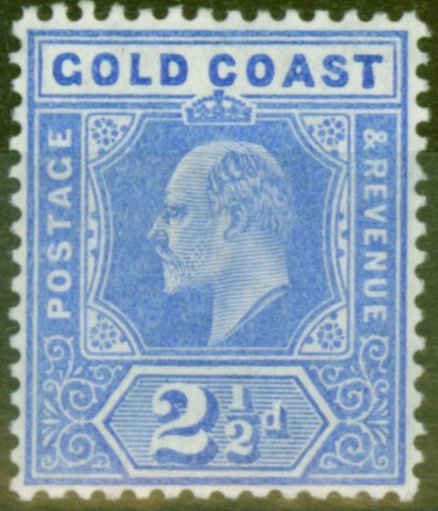Rare Postage Stamp from Gold Coast 1907 2 1/2d Blue SG62 V.F Very Lightly Mtd Mint