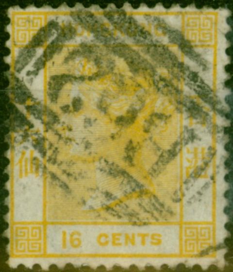 Old Postage Stamp Hong Kong 1877 16c Yellow SG22 Good Used (3)