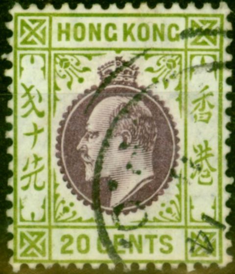 Collectible Postage Stamp from Hong Kong 1911 20c Purple & Sage-Green SG96 Fine Used