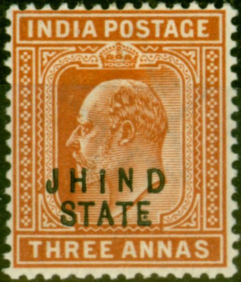 Valuable Postage Stamp from Jind 1903 3a Orange-Brown SG48 Fine Mtd Mint