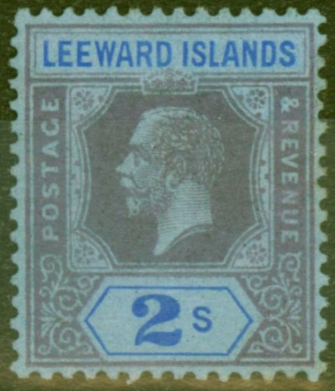 Rare Postage Stamp from Leewards Is 1922 2s Purple & Blue-Blue SG74 Fine Mtd Mint