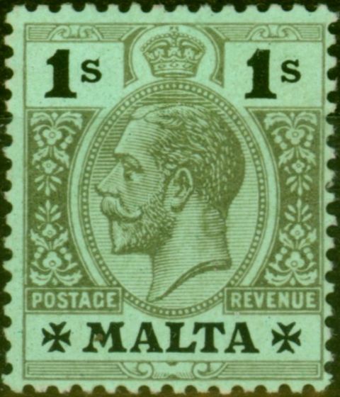 Rare Postage Stamp Malta 1920 1s Olive Back SG81c Fine LMM