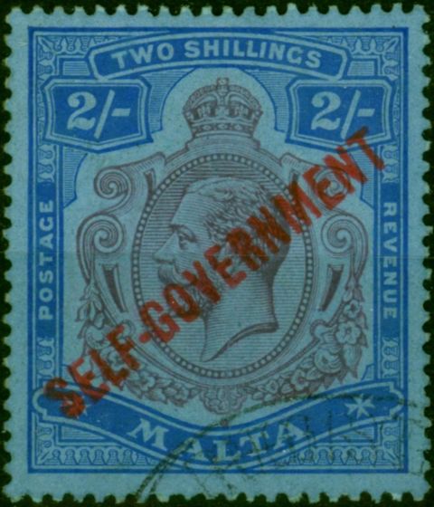 Malta 1922 2s Purple & Blue-Blue SG111 Good Used . King George V (1910-1936) Used Stamps