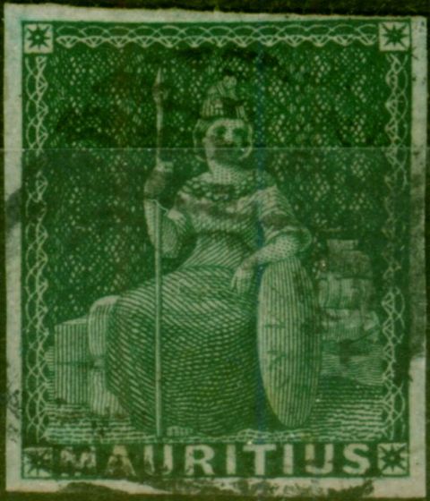 Collectible Postage Stamp from Mauritius 1853 (4d) Green SG27 Fine Used