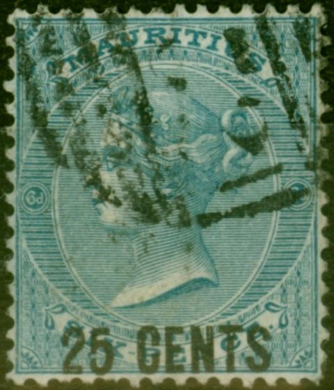Valuable Postage Stamp Mauritius 1878 25c on 6d Slate-Blue SG88 Good Used