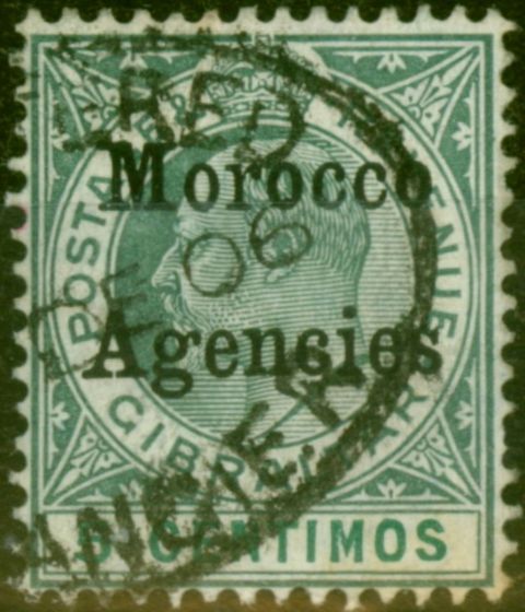 Old Postage Stamp Morocco Agencies 1906 5c Grey-Green & Green SG24d Fine Used