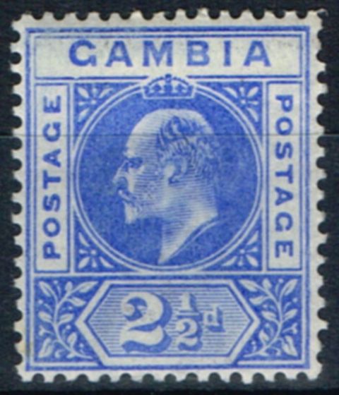 Collectible Postage Stamp from Gambia 1902 2 1/2d Ultramarine SG48a Dented Frame Fine Very Lightly Mtd Mint