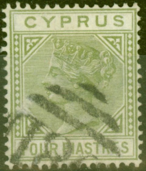 Valuable Postage Stamp from Cyprus 1883 4pi Pale Olive Green SG20 Die I Fine Used