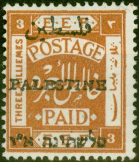 Old Postage Stamp Palestine 1920 3m Chestnut SG18 Good MM