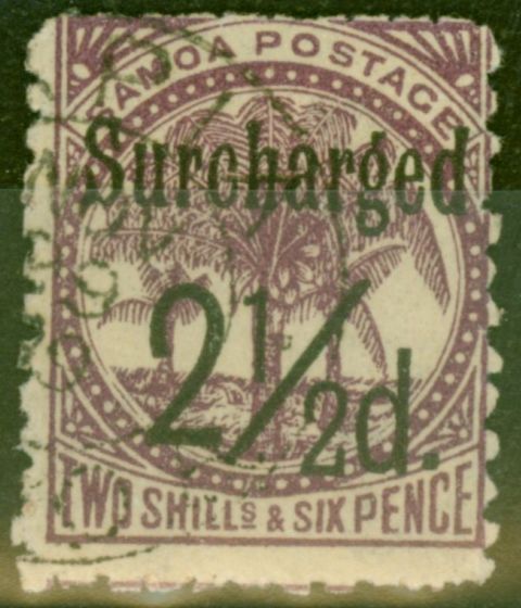 Valuable Postage Stamp from Samoa 1898 2 1/2d on 2s6d Dp Purple SG87 Fine Used (2)