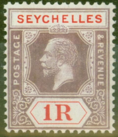 Old Postage Stamp from Seychelles 1921 1R Dull Purple & Red SG119 V.F MNH