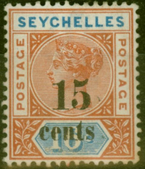 Collectible Postage Stamp from Seychelles 1893 15c on 16c SG18 Fine Lightly Mtd Mint