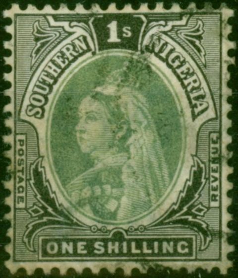 Southern Nigeria 1901 1s Green & Black SG6 Good Used. Queen Victoria (1840-1901) Used Stamps