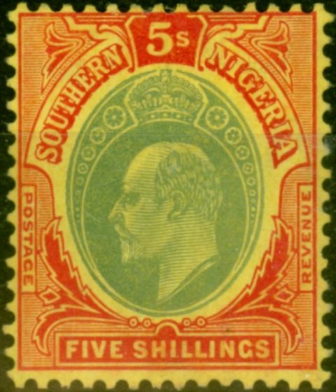 Southern Nigeria 1909 5s Green & Red-Yellow SG42 V.F & Fresh LMM  King Edward VII (1902-1910) Valuable Stamps