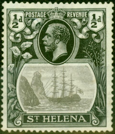 Collectible Postage Stamp from St Helena 1923 1/2d Grey & Black SG97f Storm over Rock Fine Mtd Mint