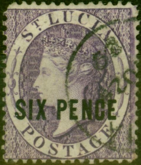 Old Postage Stamp St Lucia 1882 6d Violet SG28 Fine Used