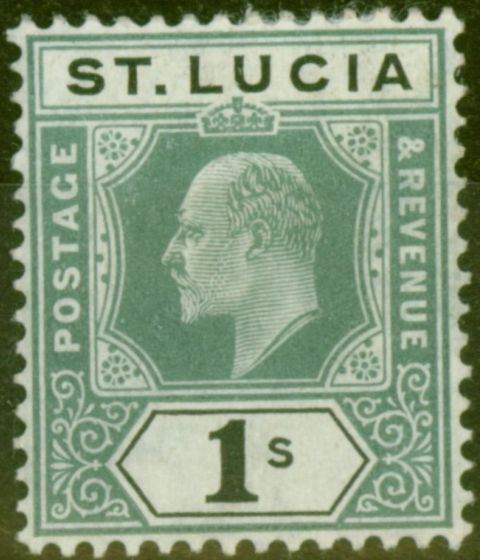 Collectible Postage Stamp from St Lucia 1905 1s Green & Black SG74 Fine Mtd Mint