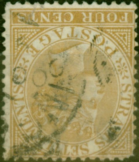 Collectible Postage Stamp from Straits Settlements 1883 4c Pale Brown SG64w Wmk Inverted Good Used