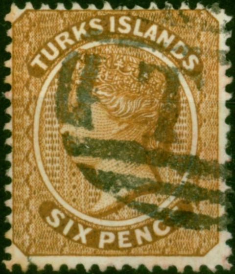 Turks Islands 1889 6d Yellow-Brown SG59 Fine Used Queen Victoria (1840-1901) Old Stamps