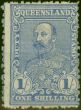 Old Postage Stamp Queensland 1910 1s Blue Stamp Duty Fine Unused
