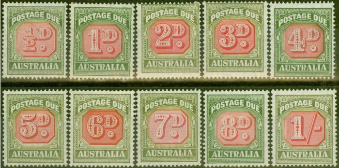 Collectible Postage Stamp from Australia 1946-57 P.Due set of 10 SGD119-D128 Fine Mtd Mint