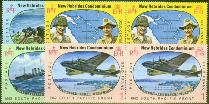 Valuable Postage Stamp from New Hebrides 1967 Pacific War 25th Anniv set of 4 in Superb MNH Pairs