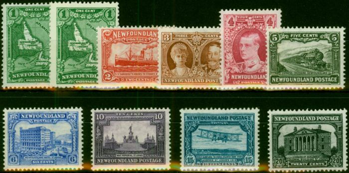Collectible Postage Stamp Newfoundland 1929 Re-Engraved Set of 10 SG179-187 Fine VLMM