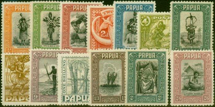 Old Postage Stamp Papua 1932 Set of 13 to 2s6d SG130-142 Fine MM