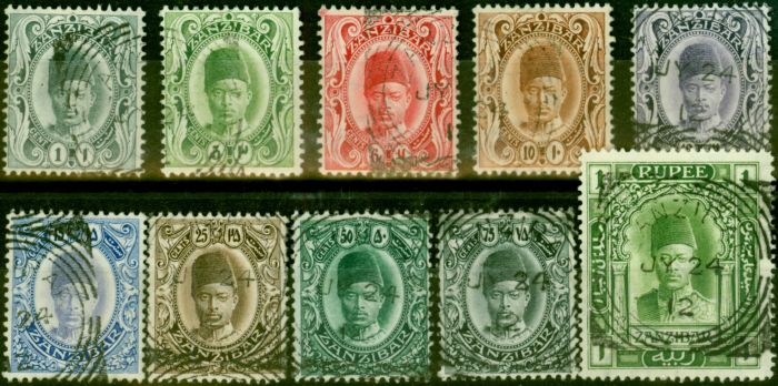 Valuable Postage Stamp from Zanzibar 1908-09 Set of 10 to 1R SG225-234 V.F.U
