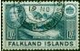 Falkland Islands 1938 1s Light Dull Blue SG158 V.F.U  King George VI (1936-1952) Rare Stamps