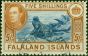Valuable Postage Stamp from Falkland Islands 1938 5s Blue & Chestnut SG161 V.F.U