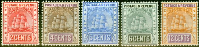 Old Postage Stamp from British Guiana 1907 Colour Change Set of 5 SG253-257 Fine & Fresh Lightly Mtd Mint