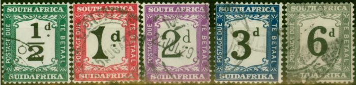 Old Postage Stamp South Africa 1927 Postage Due Set of 5 SGD17-D21 Fine Used