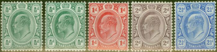 Valuable Postage Stamp from Transvaal 1905-09 set of 5 SG273-276 Both 1-2d Fine Mtd Mint