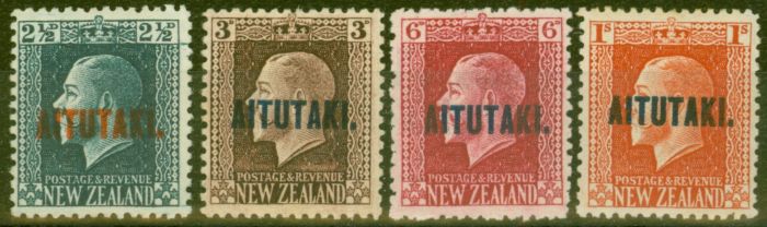 Old Postage Stamp from Aitutaki 1917 set of 4 SG15-18 Fine Lightly Mtd Mint