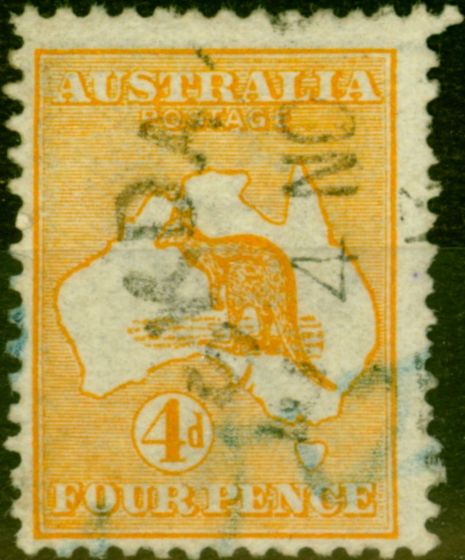 Old Postage Stamp from Australia 1913 4d Orange-Yellow SG6a Fine Used