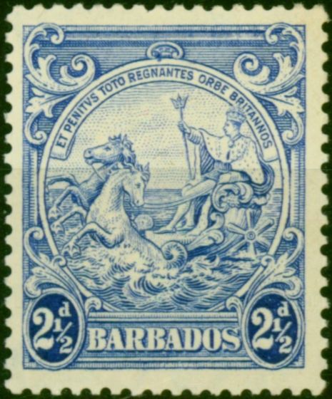 Barbados 1944 2 1/2d Blue SG251bb 'Mark on Central Ornament' Good MM  King George VI (1936-1952) Old Stamps