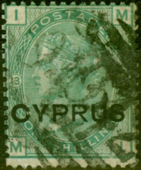 Valuable Postage Stamp from Cyprus 1880 1s Green SG6 Pl 13 Fine Used